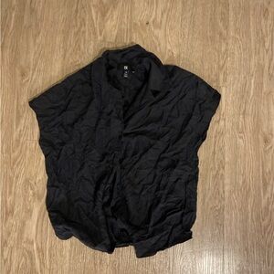 Charcoal 100 percent silk  Button-Up Shirt